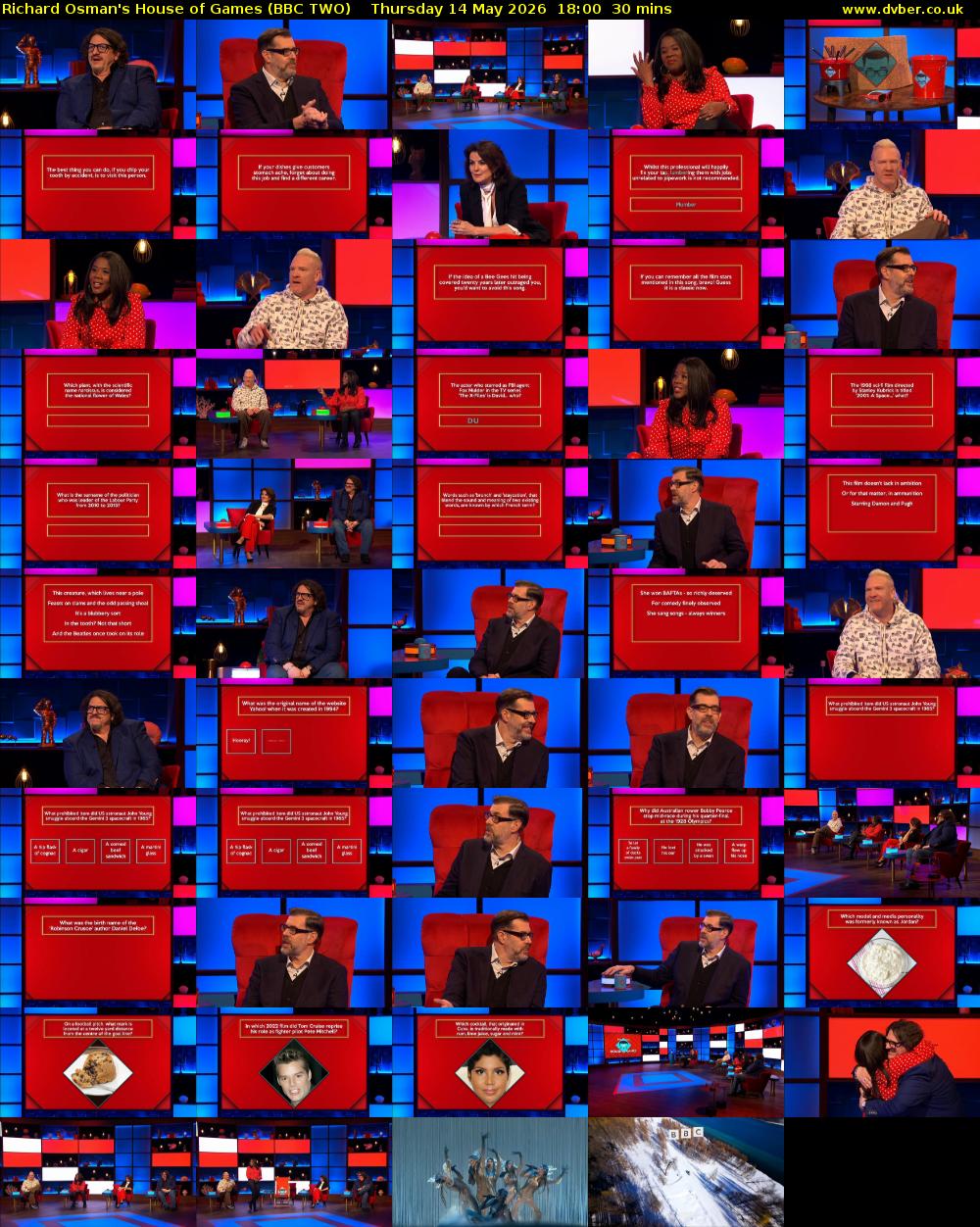 Richard Osman's House of Games (BBC TWO) Thursday 14 May 2026 18:00 - 18:30