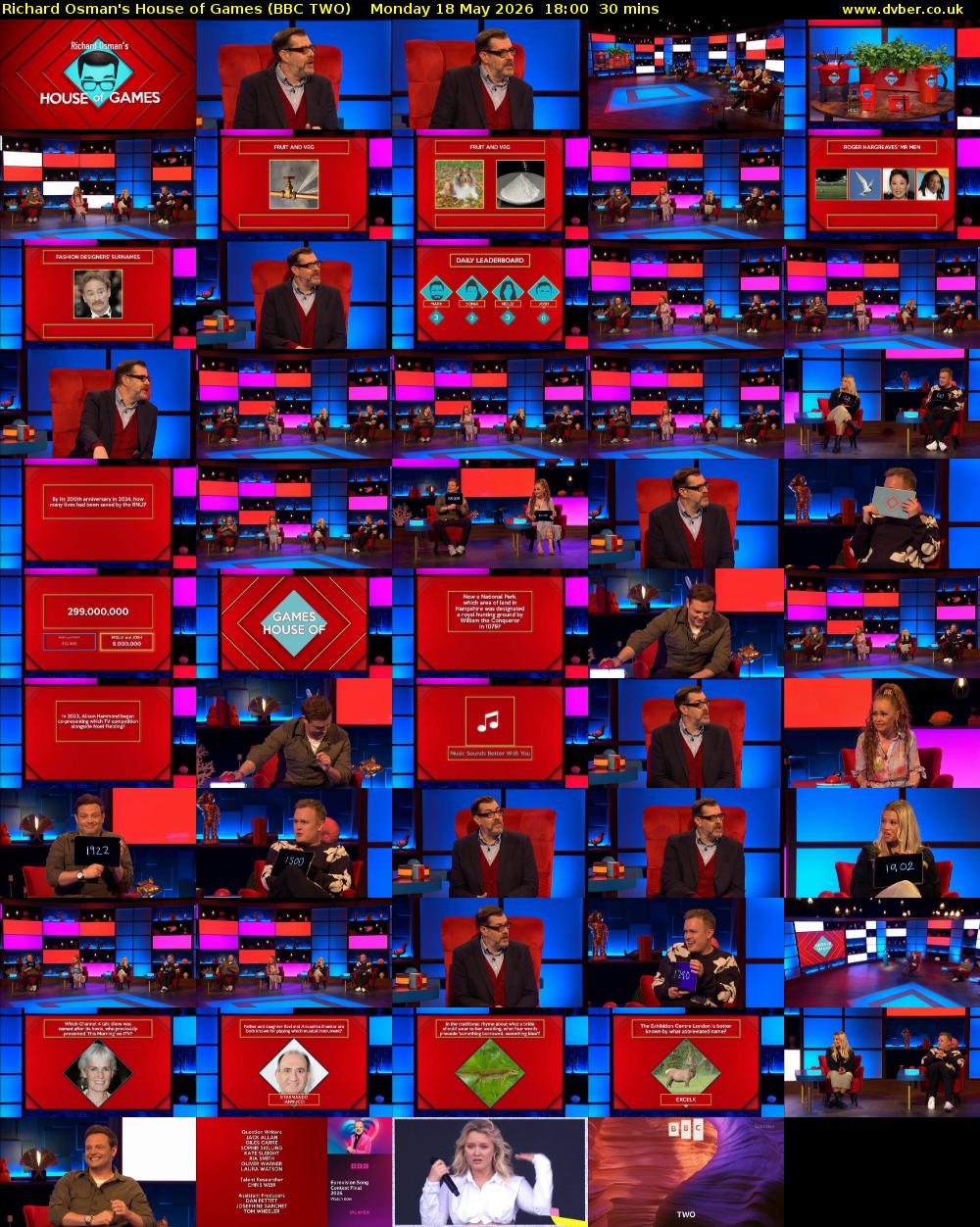 Richard Osman's House of Games (BBC TWO) Monday 18 May 2026 18:00 - 18:30
