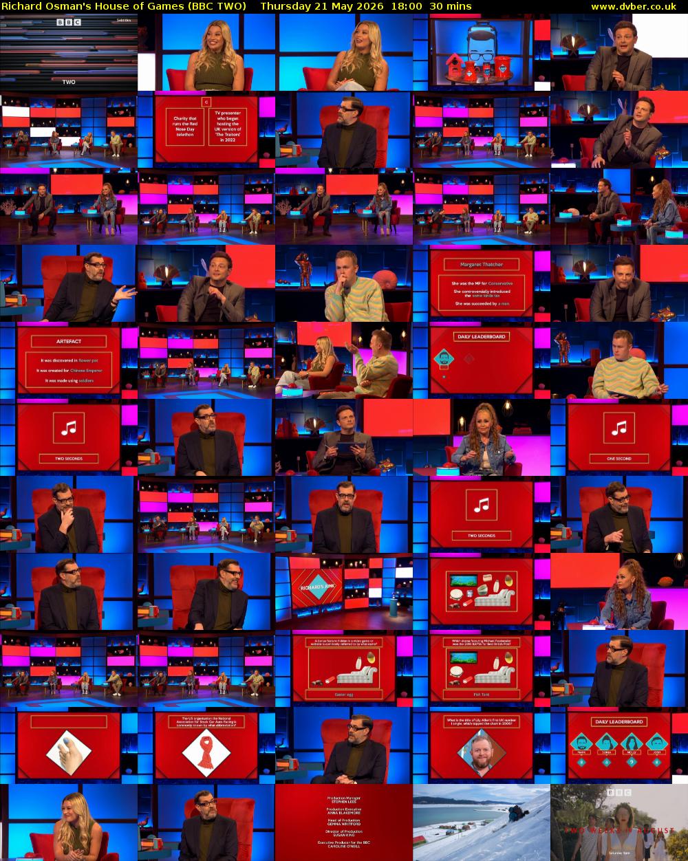 Richard Osman's House of Games (BBC TWO) Thursday 21 May 2026 18:00 - 18:30
