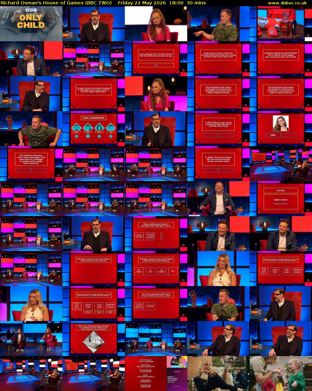 Richard Osman's House of Games (BBC TWO) Friday 22 May 2026 18:00 - 18:30