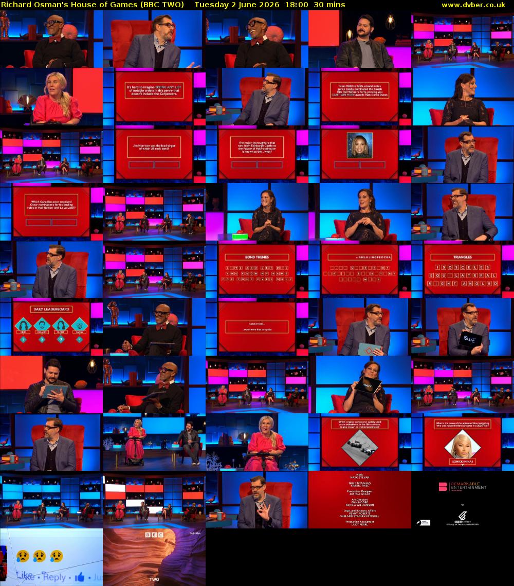 Richard Osman's House of Games (BBC TWO) Tuesday 2 June 2026 18:00 - 18:30