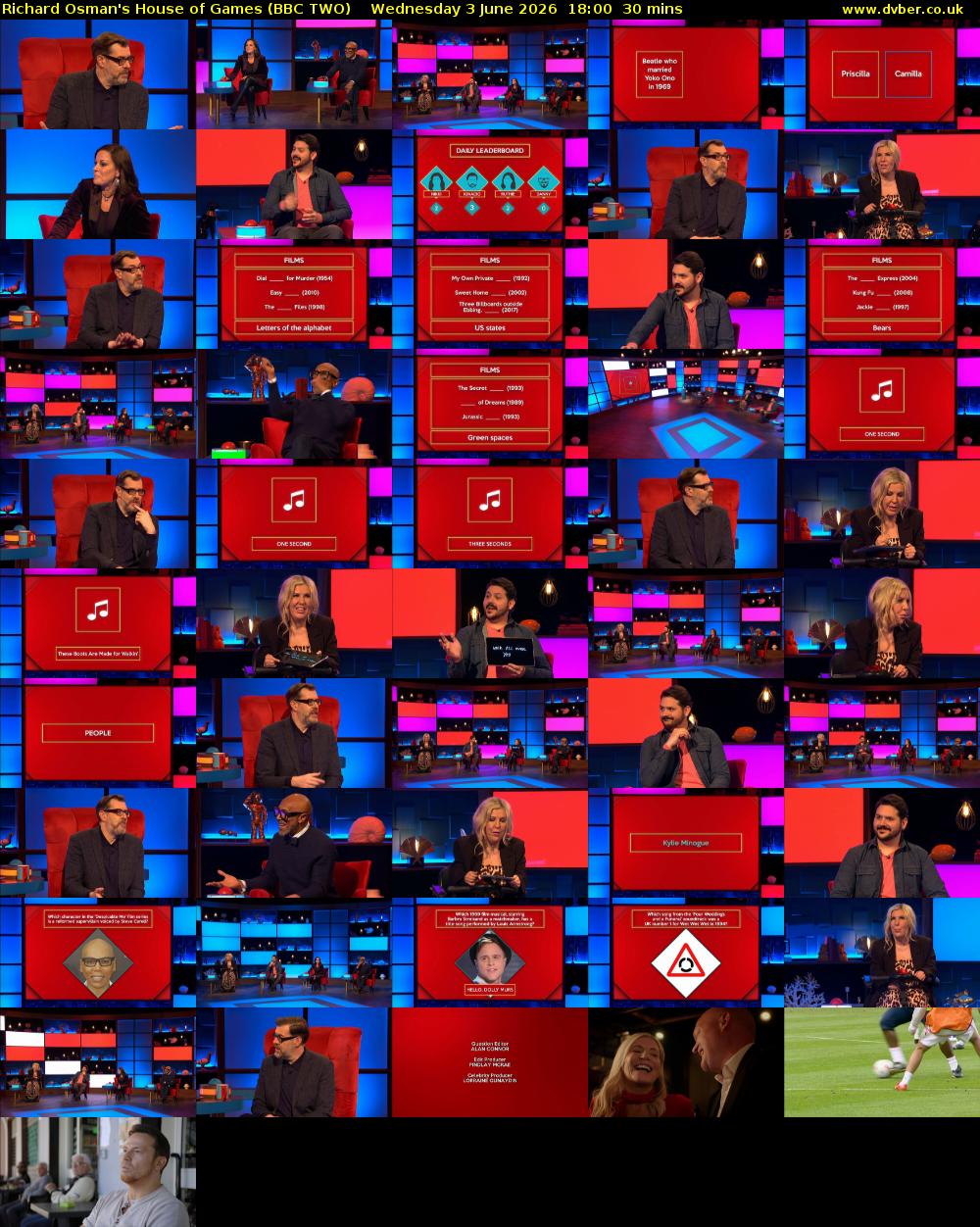 Richard Osman's House of Games (BBC TWO) Wednesday 3 June 2026 18:00 - 18:30