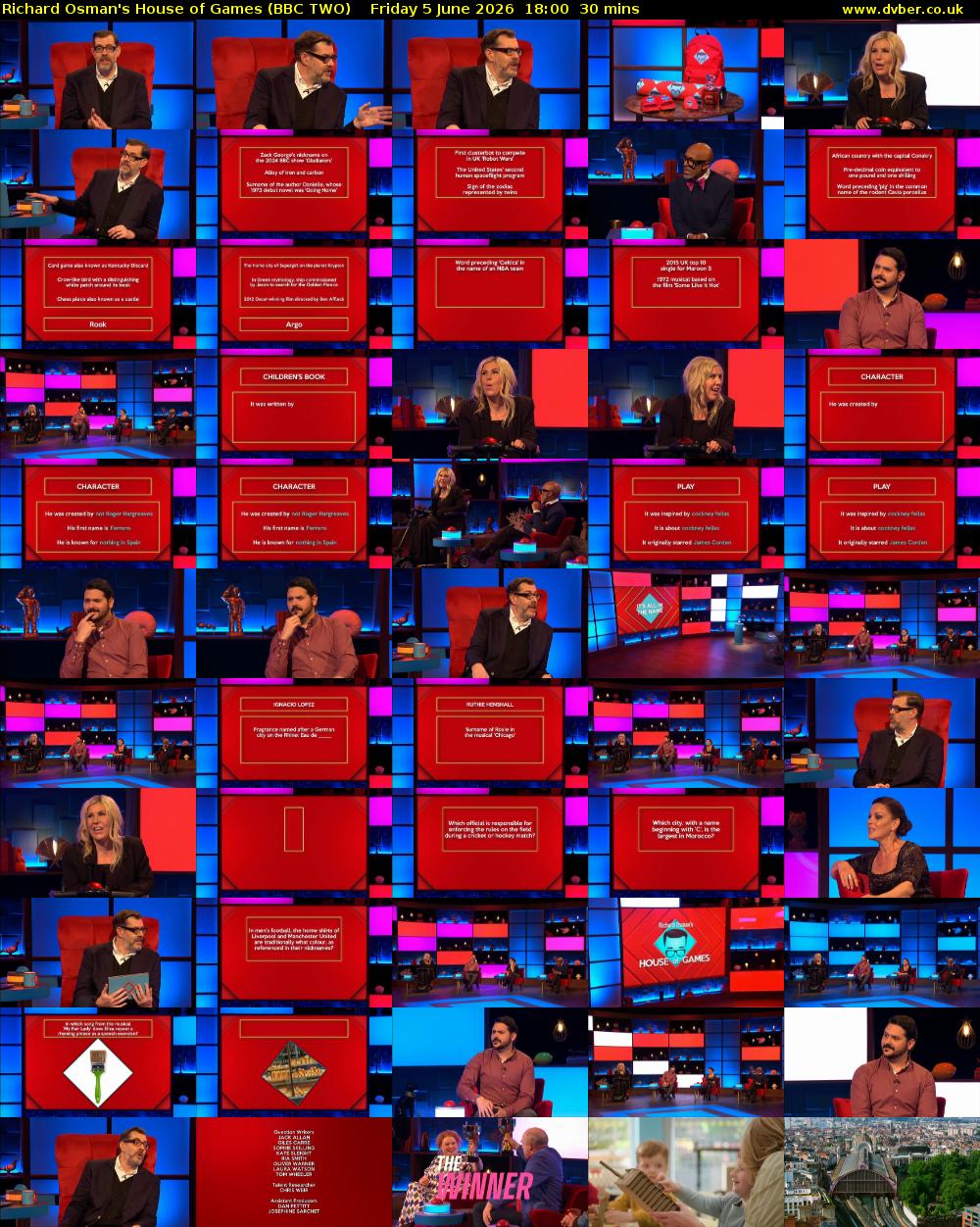 Richard Osman's House of Games (BBC TWO) Friday 5 June 2026 18:00 - 18:30