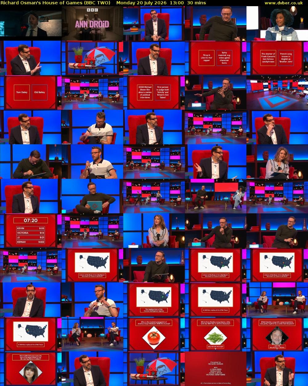 Richard Osman's House of Games (BBC TWO) Monday 20 July 2026 13:00 - 13:30