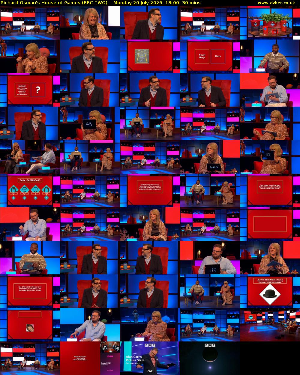 Richard Osman's House of Games (BBC TWO) Monday 20 July 2026 18:00 - 18:30