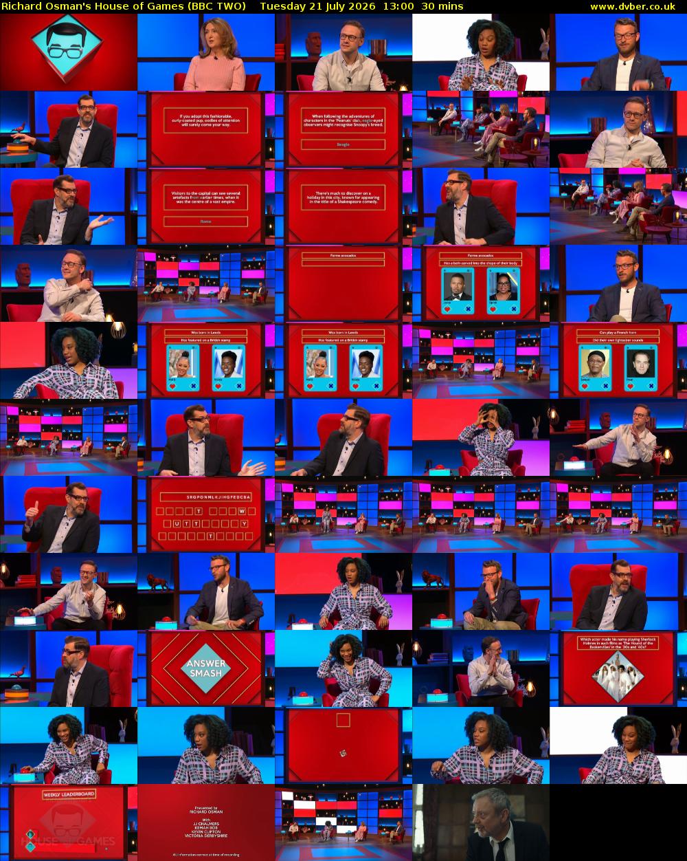 Richard Osman's House of Games (BBC TWO) Tuesday 21 July 2026 13:00 - 13:30