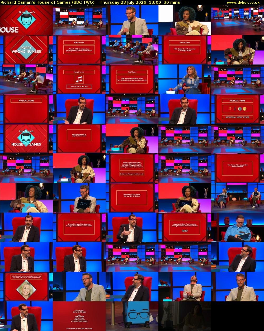 Richard Osman's House of Games (BBC TWO) Thursday 23 July 2026 13:00 - 13:30