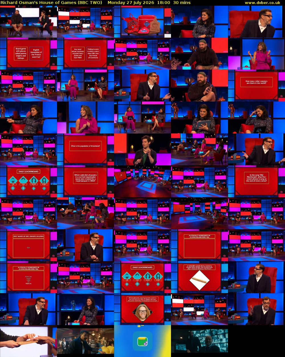 Richard Osman's House of Games (BBC TWO) Monday 27 July 2026 18:00 - 18:30