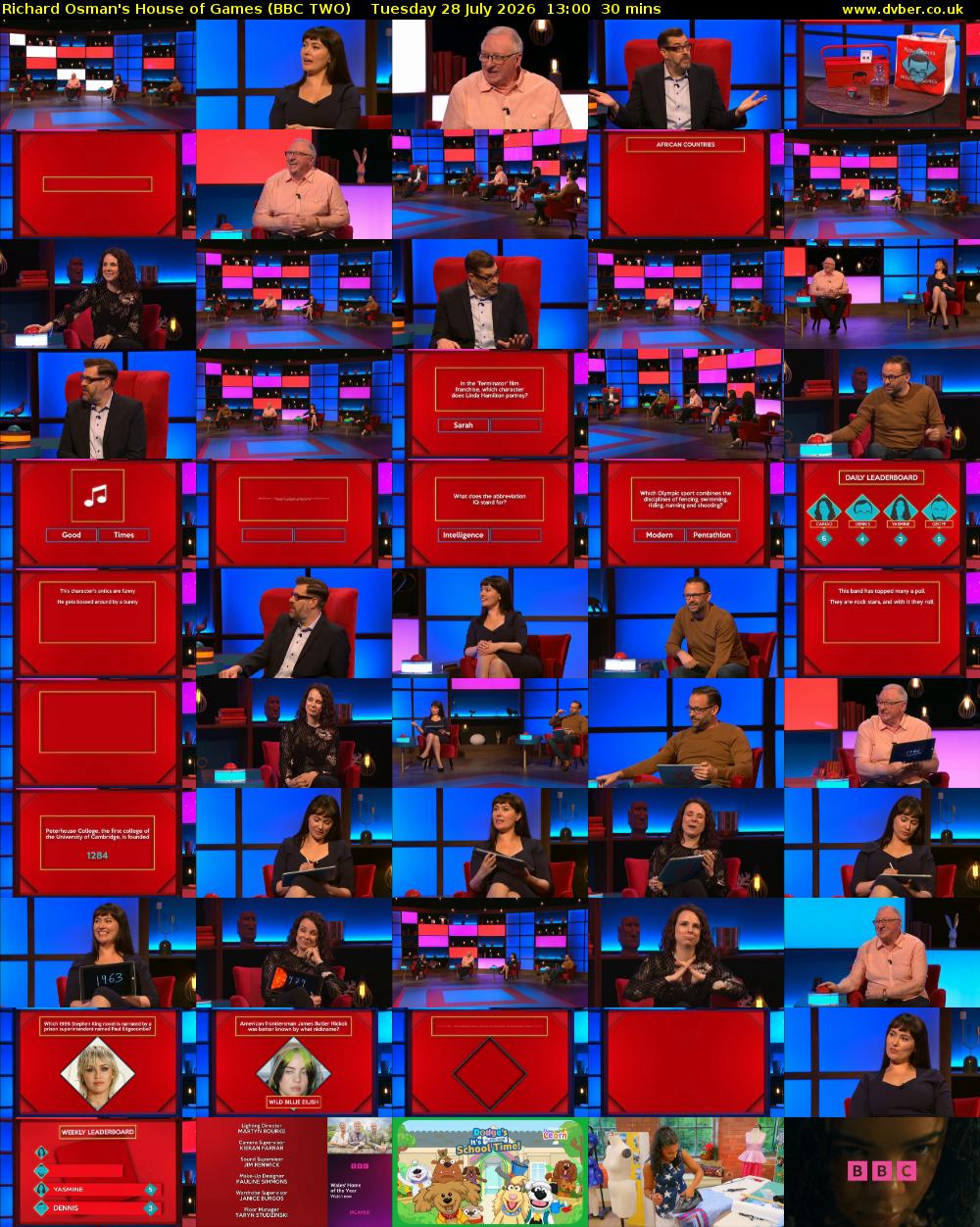 Richard Osman's House of Games (BBC TWO) Tuesday 28 July 2026 13:00 - 13:30