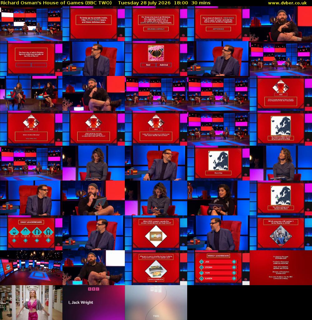 Richard Osman's House of Games (BBC TWO) Tuesday 28 July 2026 18:00 - 18:30