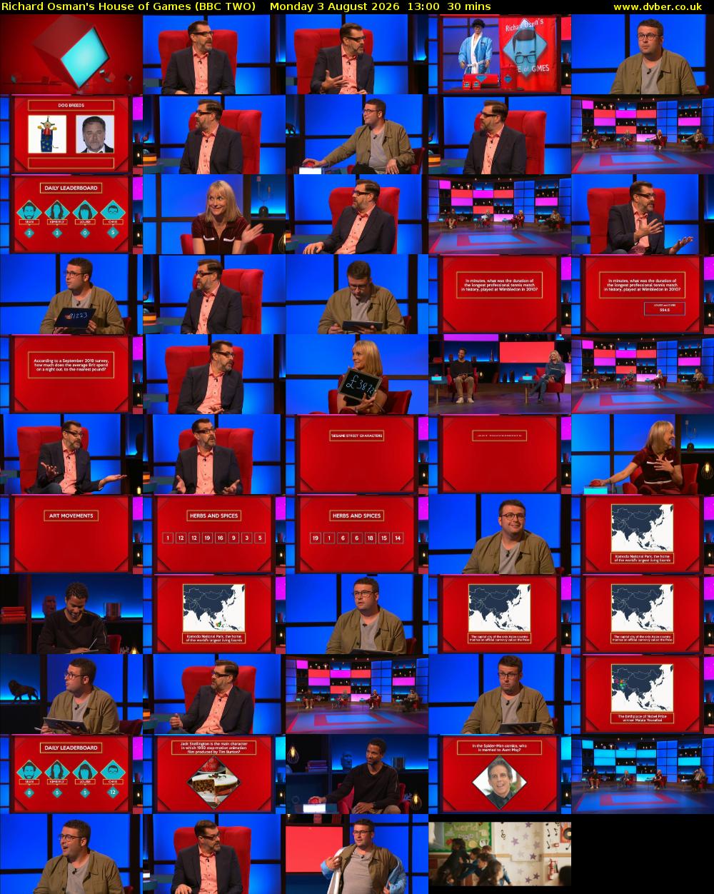 Richard Osman's House of Games (BBC TWO) Monday 3 August 2026 13:00 - 13:30