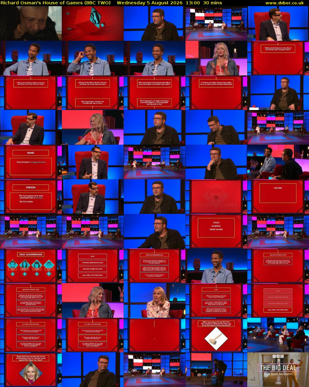 Richard Osman's House of Games (BBC TWO) Wednesday 5 August 2026 13:00 - 13:30