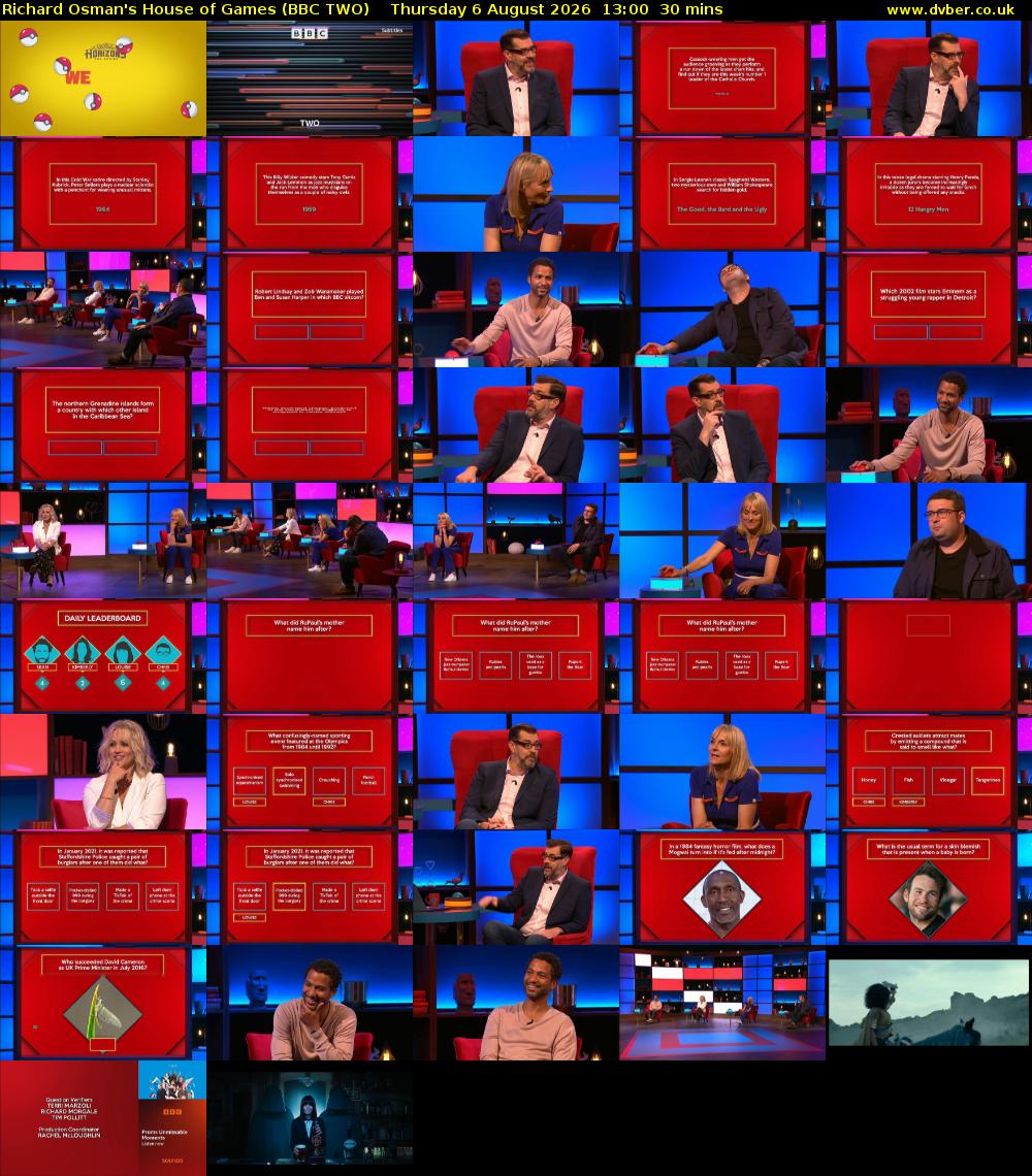 Richard Osman's House of Games (BBC TWO) Thursday 6 August 2026 13:00 - 13:30