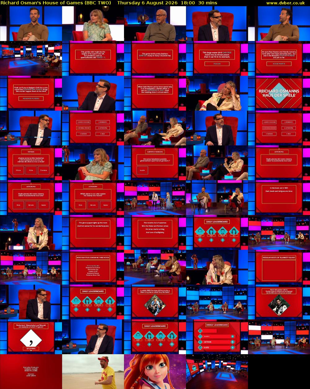 Richard Osman's House of Games (BBC TWO) Thursday 6 August 2026 18:00 - 18:30
