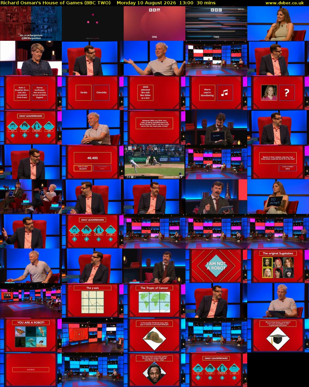 Richard Osman's House of Games (BBC TWO) Monday 10 August 2026 13:00 - 13:30