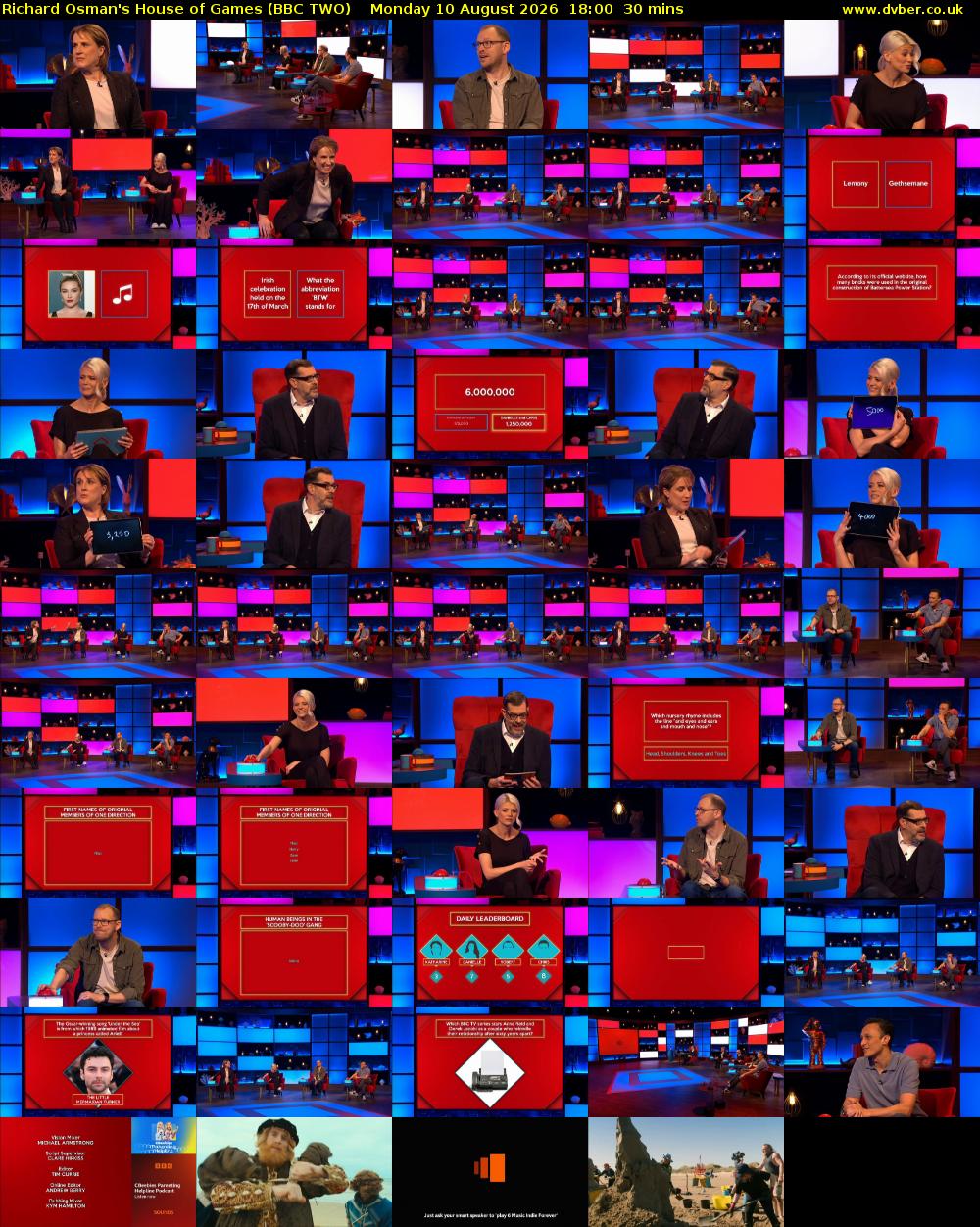 Richard Osman's House of Games (BBC TWO) Monday 10 August 2026 18:00 - 18:30