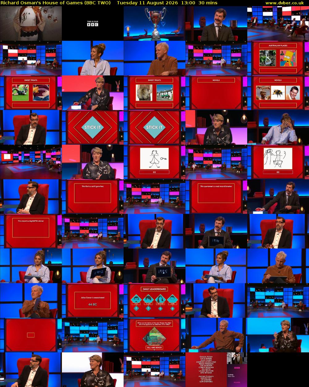 Richard Osman's House of Games (BBC TWO) Tuesday 11 August 2026 13:00 - 13:30