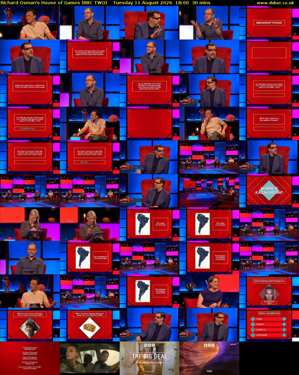 Richard Osman's House of Games (BBC TWO) Tuesday 11 August 2026 18:00 - 18:30