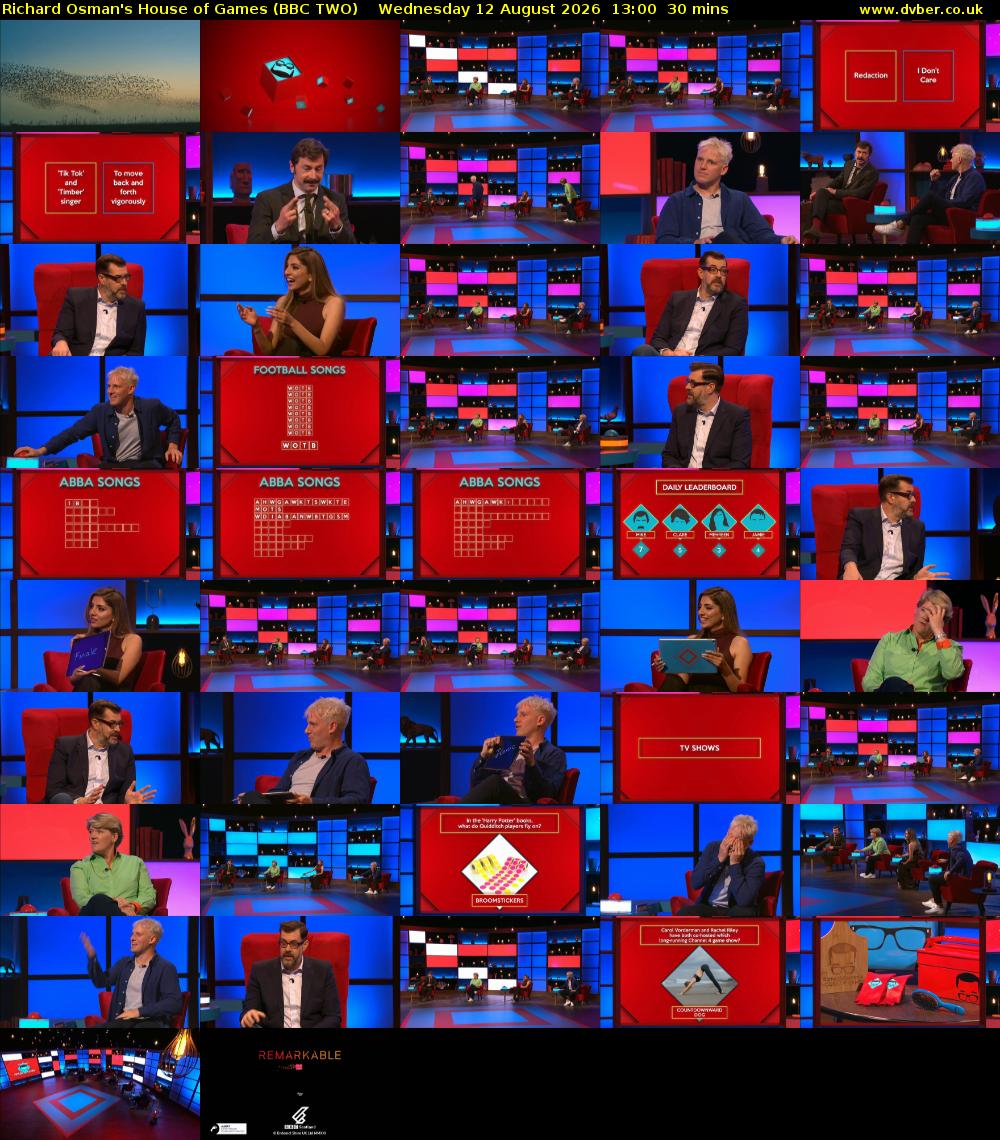 Richard Osman's House of Games (BBC TWO) Wednesday 12 August 2026 13:00 - 13:30
