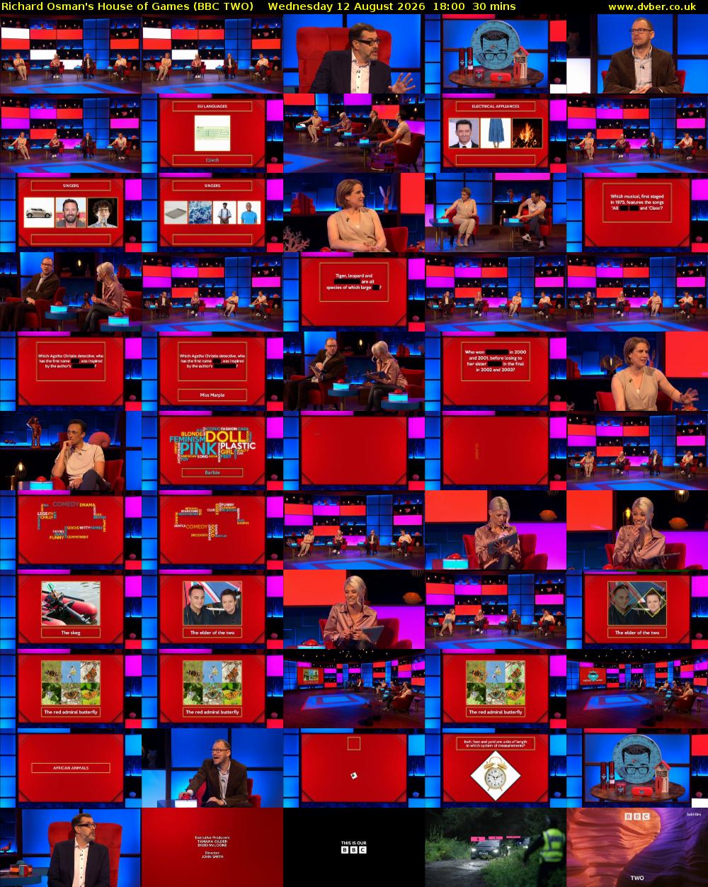 Richard Osman's House of Games (BBC TWO) Wednesday 12 August 2026 18:00 - 18:30