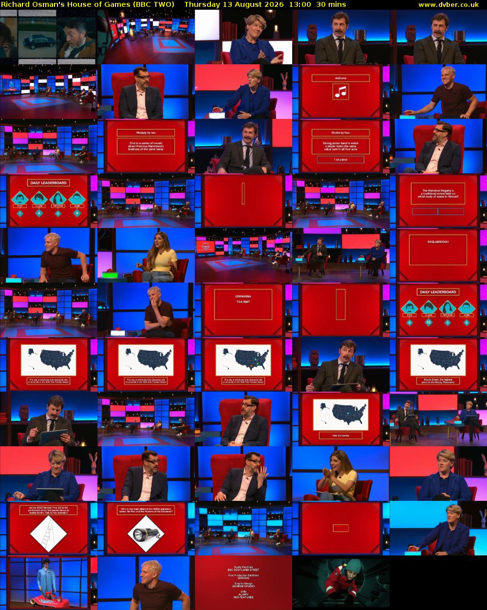 Richard Osman's House of Games (BBC TWO) Thursday 13 August 2026 13:00 - 13:30
