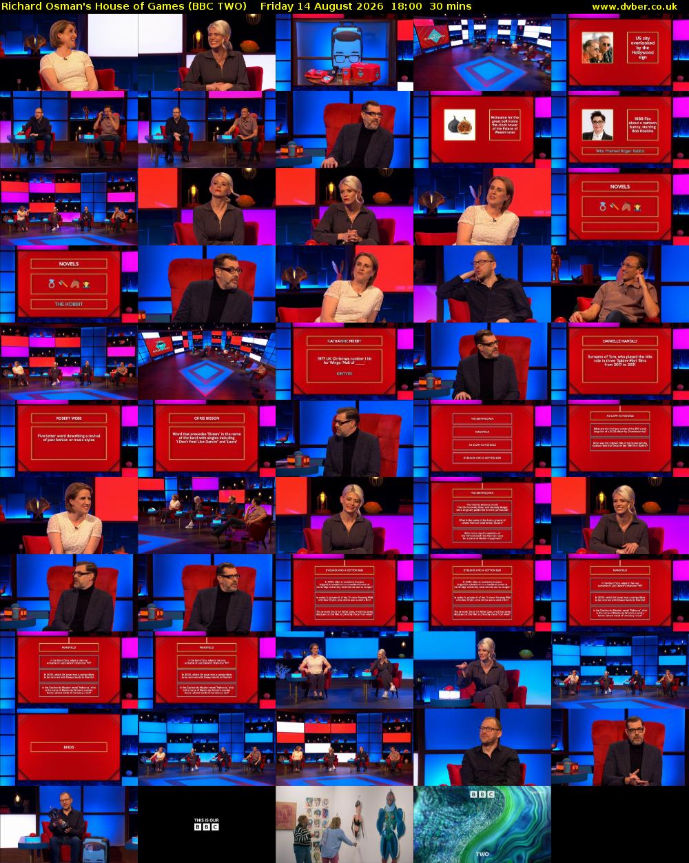Richard Osman's House of Games (BBC TWO) Friday 14 August 2026 18:00 - 18:30