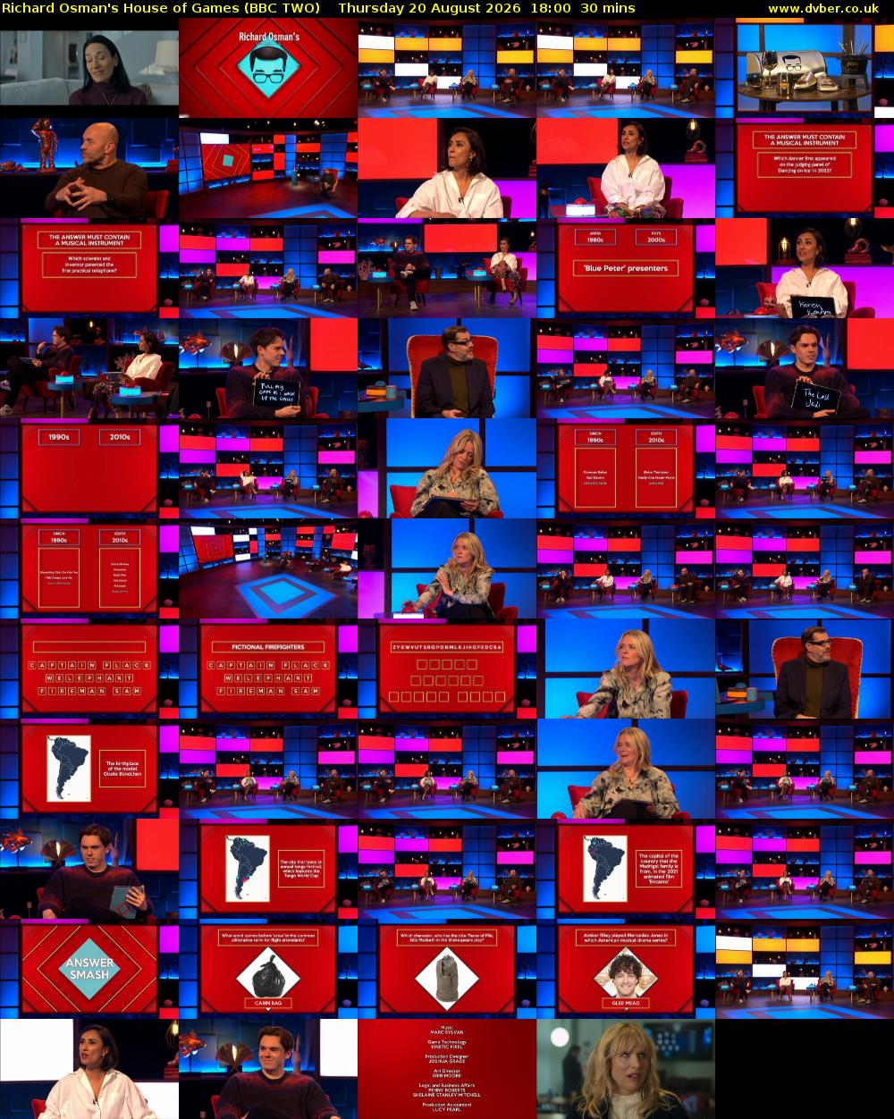 Richard Osman's House of Games (BBC TWO) Thursday 20 August 2026 18:00 - 18:30