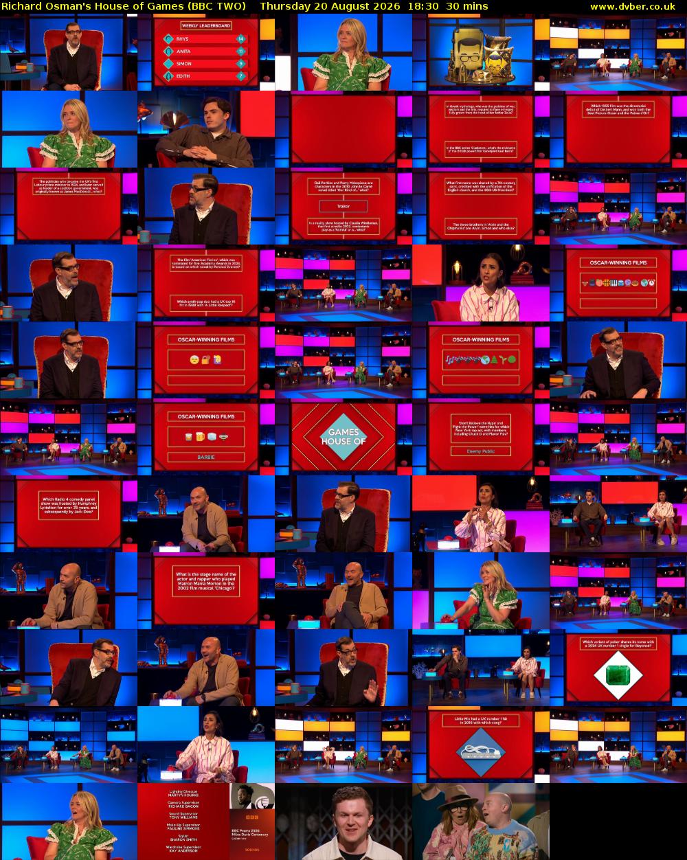 Richard Osman's House of Games (BBC TWO) Thursday 20 August 2026 18:30 - 19:00