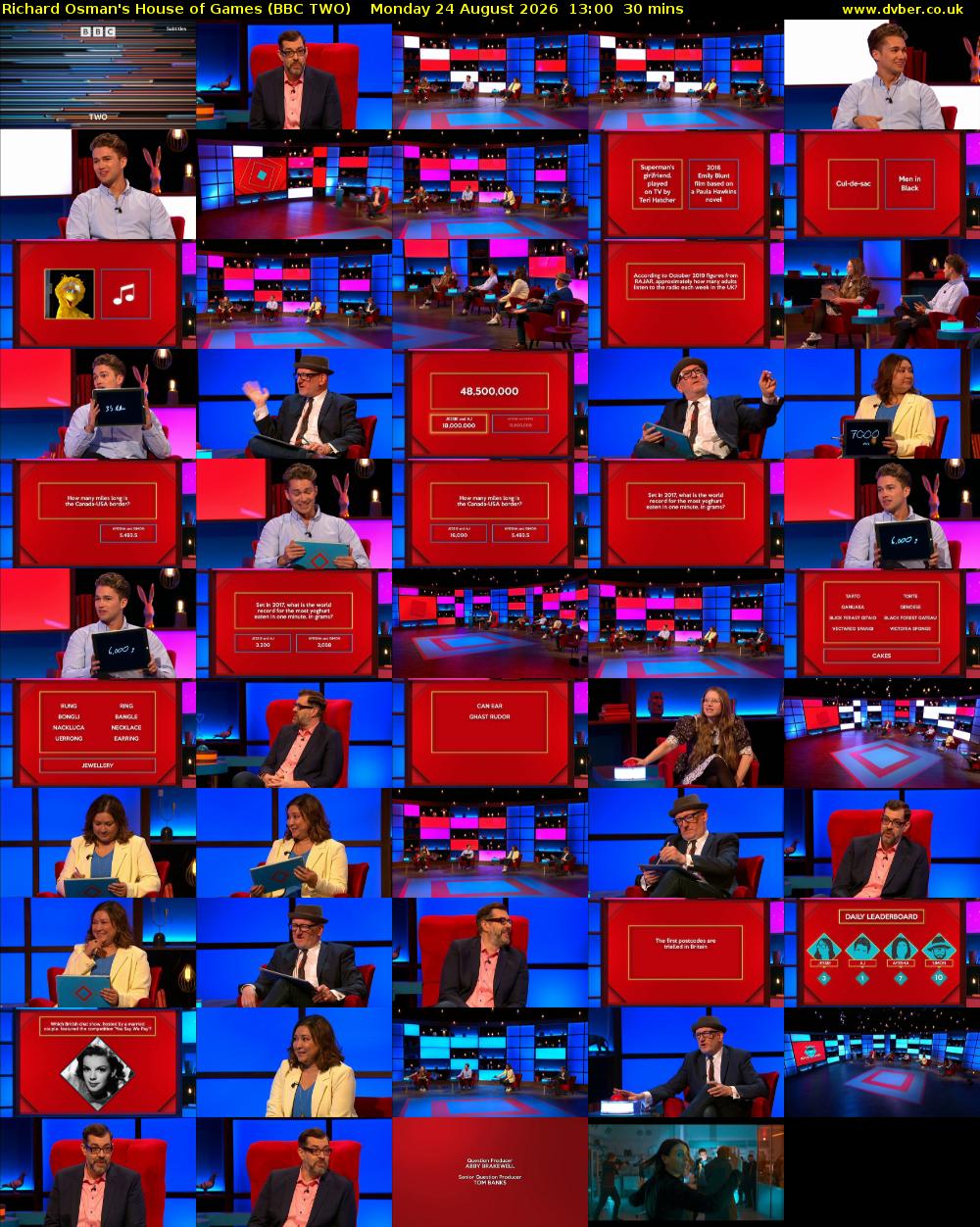 Richard Osman's House of Games (BBC TWO) Monday 24 August 2026 13:00 - 13:30