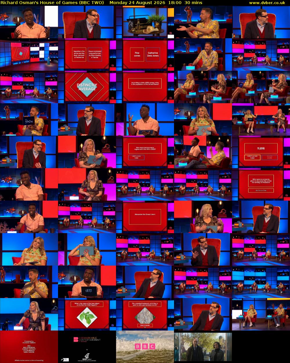 Richard Osman's House of Games (BBC TWO) Monday 24 August 2026 18:00 - 18:30