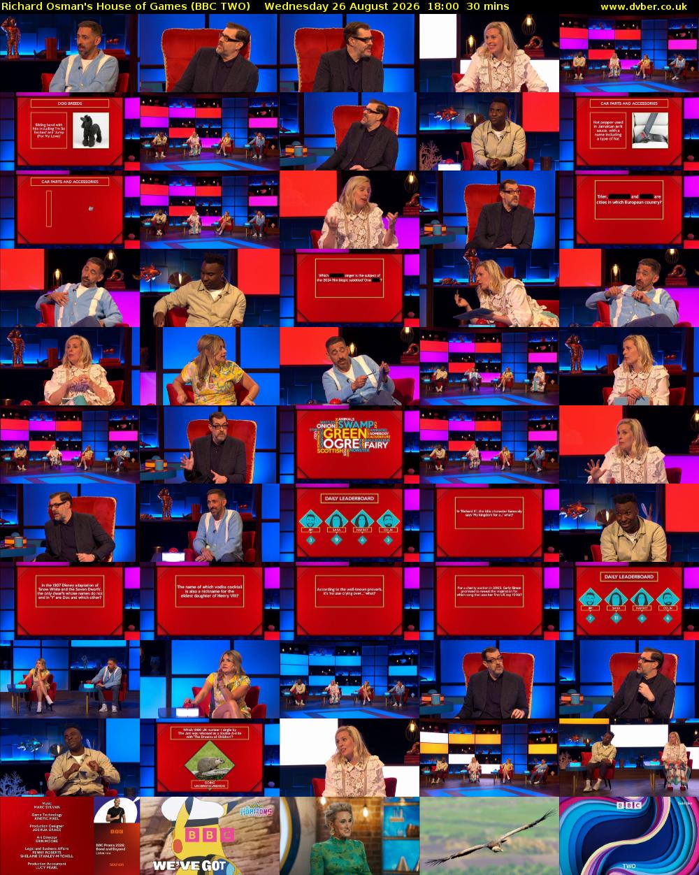 Richard Osman's House of Games (BBC TWO) Wednesday 26 August 2026 18:00 - 18:30