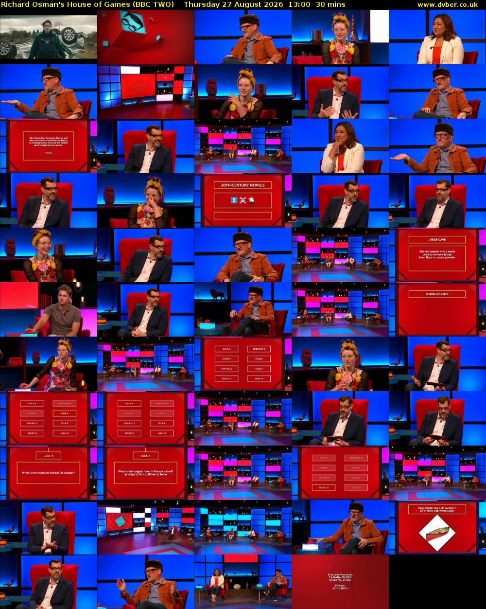 Richard Osman's House of Games (BBC TWO) Thursday 27 August 2026 13:00 - 13:30