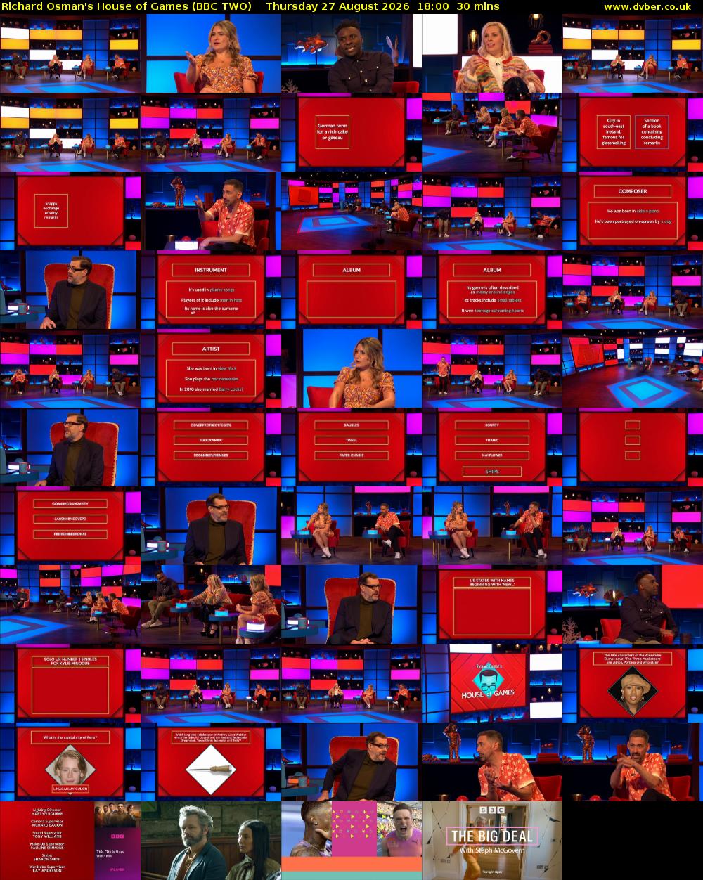 Richard Osman's House of Games (BBC TWO) Thursday 27 August 2026 18:00 - 18:30