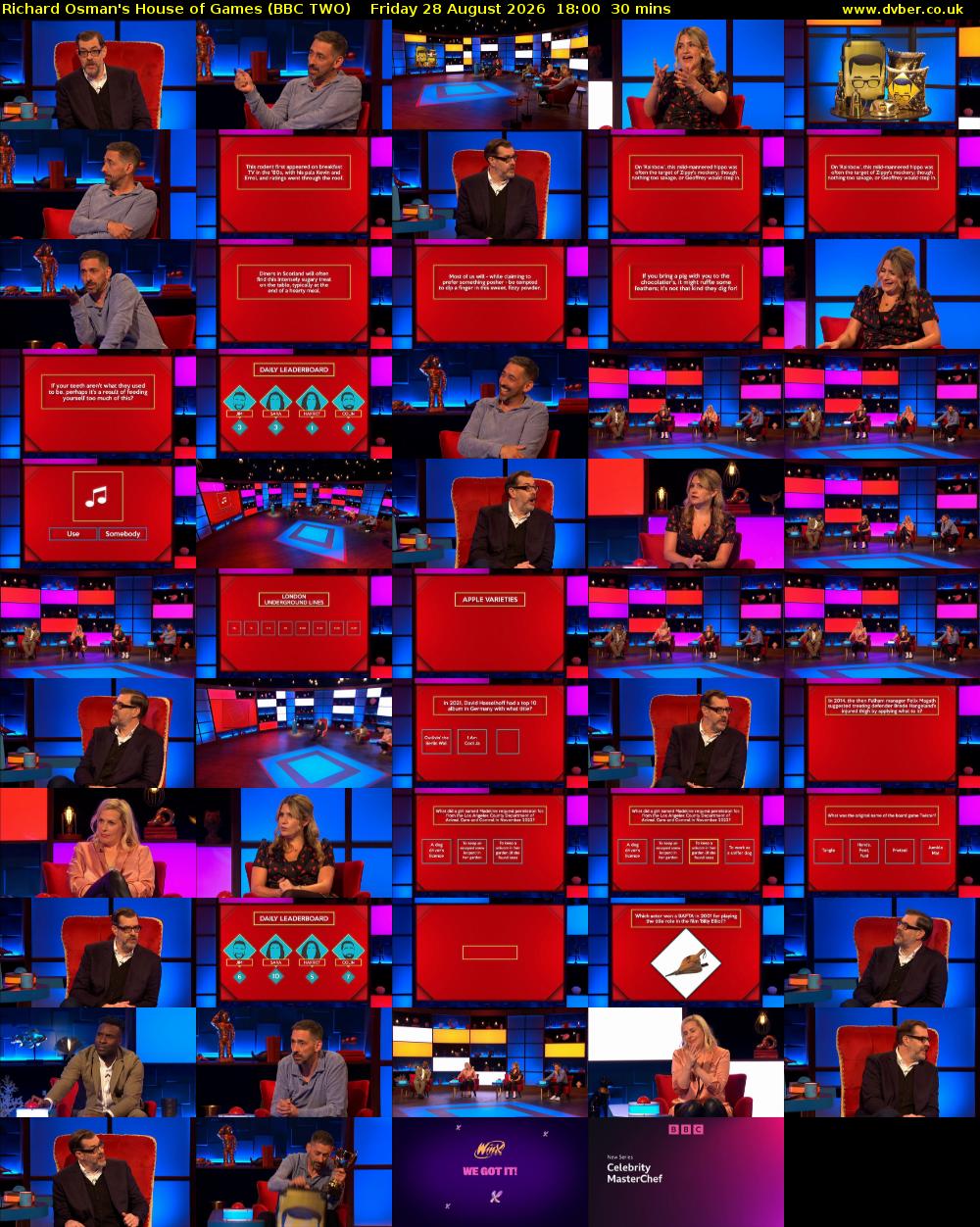 Richard Osman's House of Games (BBC TWO) Friday 28 August 2026 18:00 - 18:30