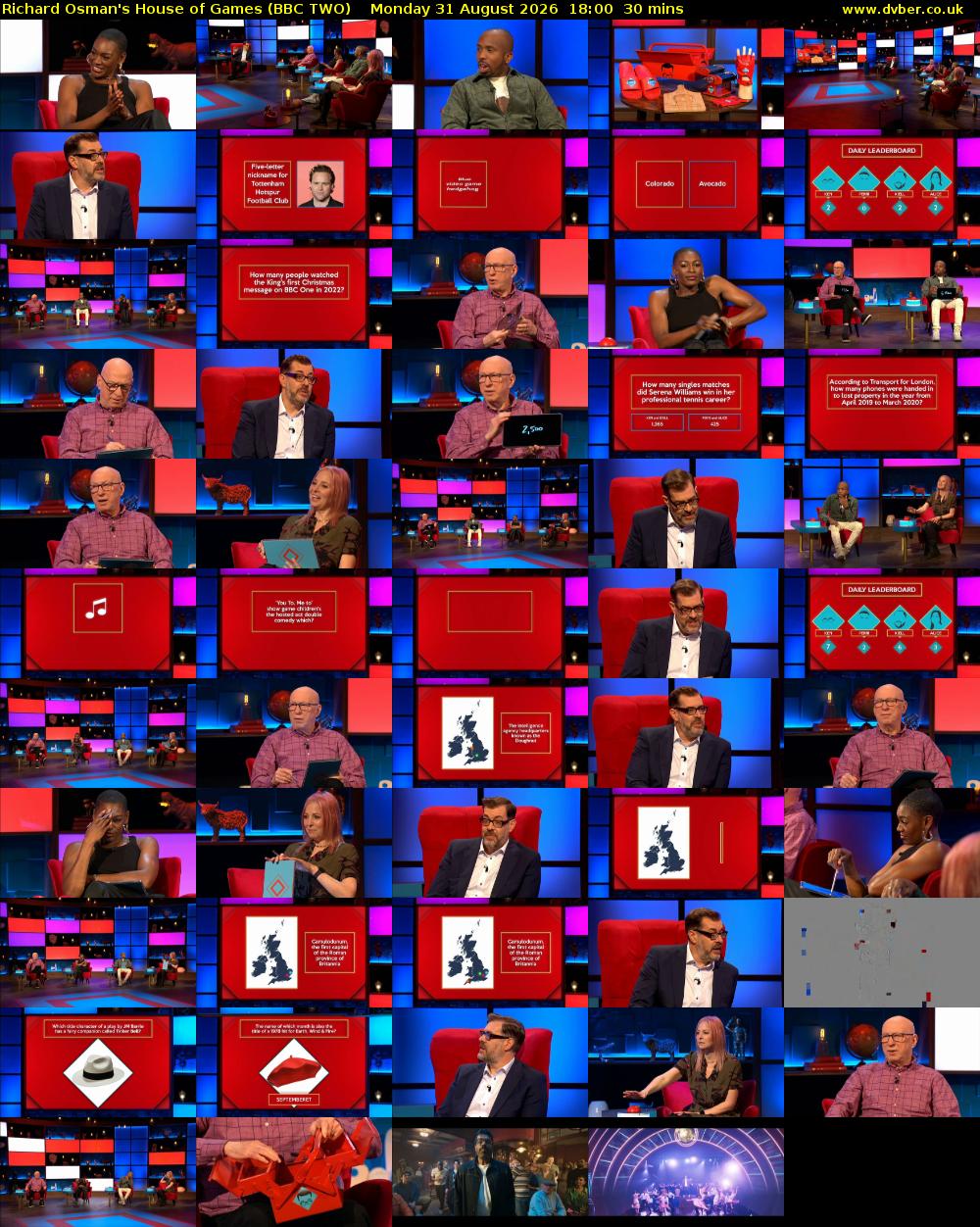 Richard Osman's House of Games (BBC TWO) Monday 31 August 2026 18:00 - 18:30