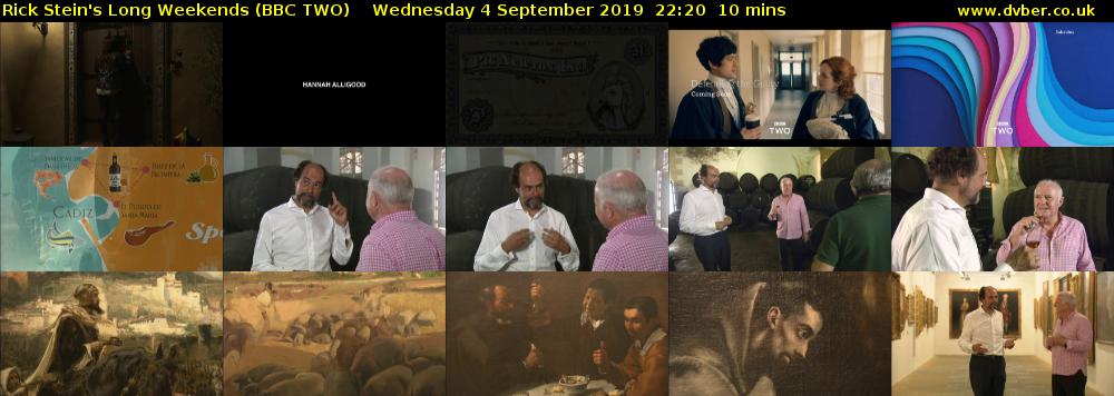 Rick Stein's Long Weekends (BBC TWO) Wednesday 4 September 2019 22:20 - 22:30