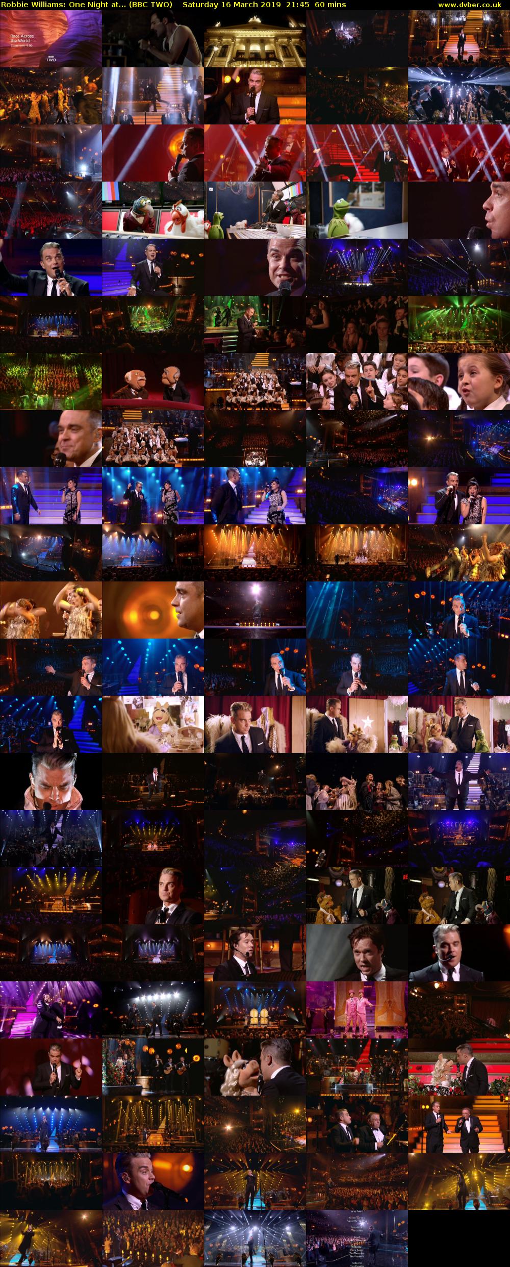 Robbie Williams: One Night at... (BBC TWO) Saturday 16 March 2019 21:45 - 22:45