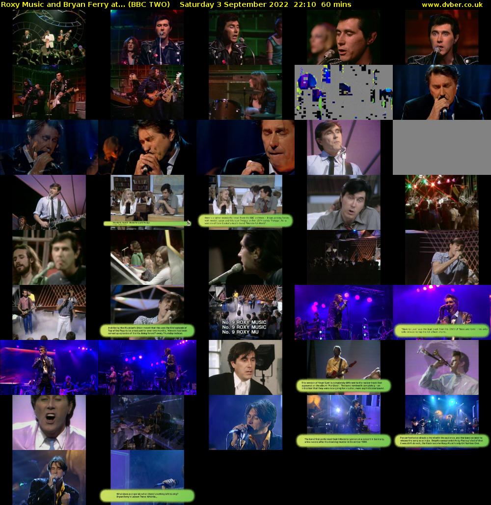 Roxy Music and Bryan Ferry at... (BBC TWO) Saturday 3 September 2022 22:10 - 23:10
