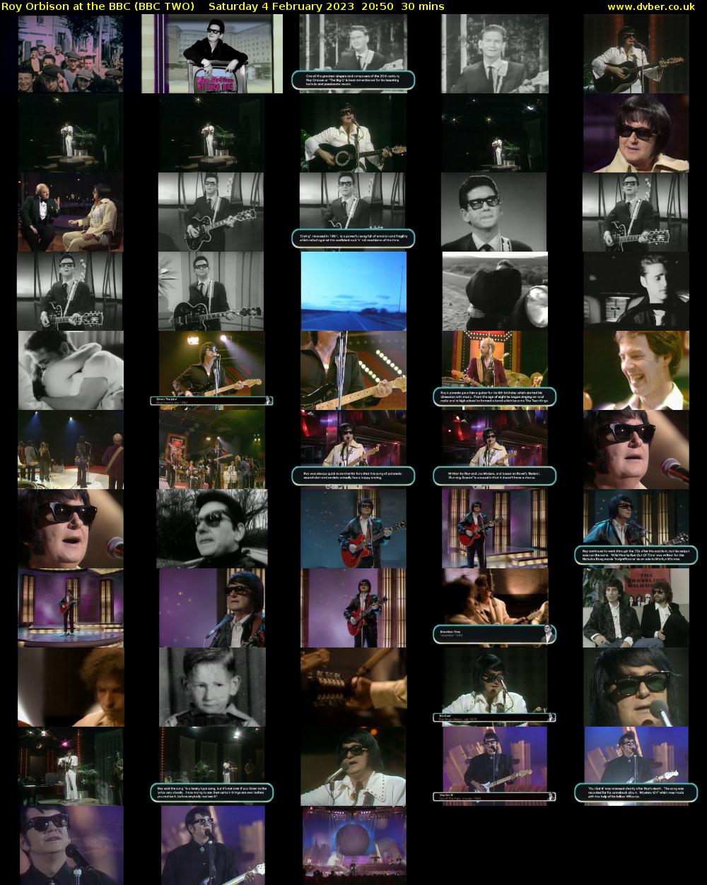 Roy Orbison at the BBC (BBC TWO) Saturday 4 February 2023 20:50 - 21:20