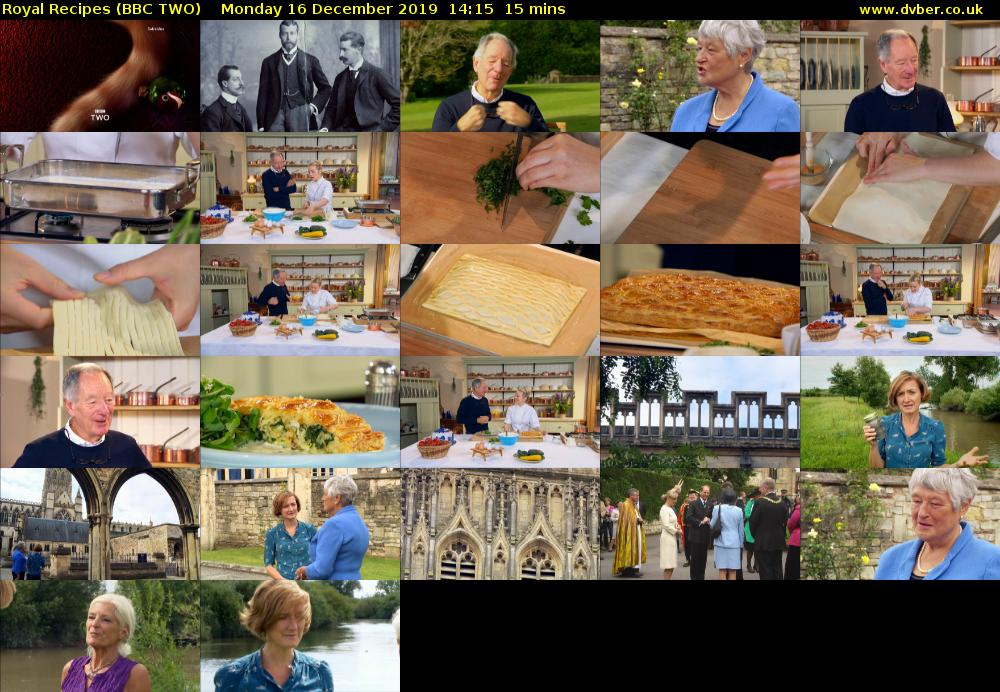 Royal Recipes (BBC TWO) Monday 16 December 2019 14:15 - 14:30