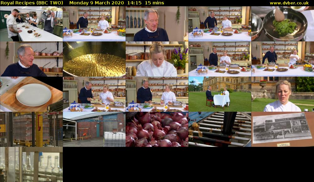 Royal Recipes (BBC TWO) Monday 9 March 2020 14:15 - 14:30