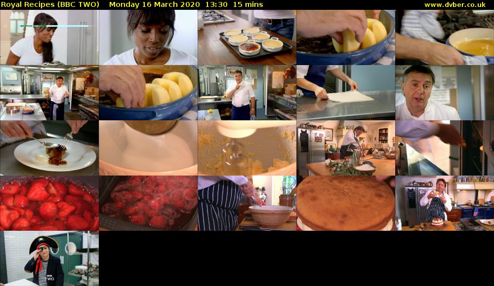 Royal Recipes (BBC TWO) Monday 16 March 2020 13:30 - 13:45