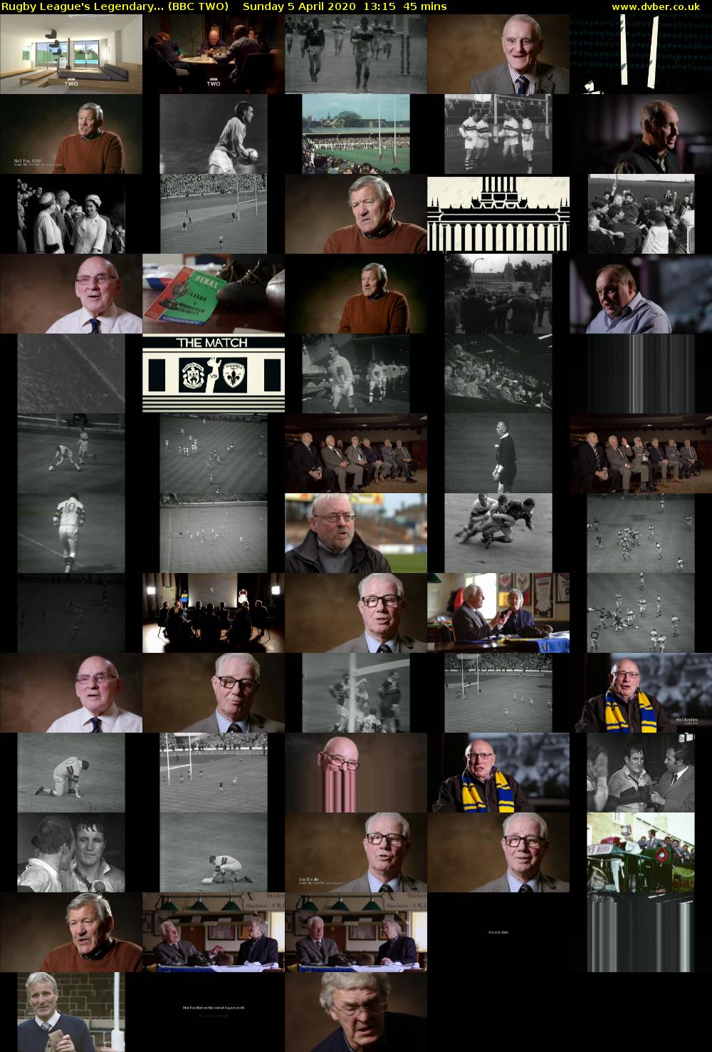 Rugby League's Legendary... (BBC TWO) Sunday 5 April 2020 13:15 - 14:00