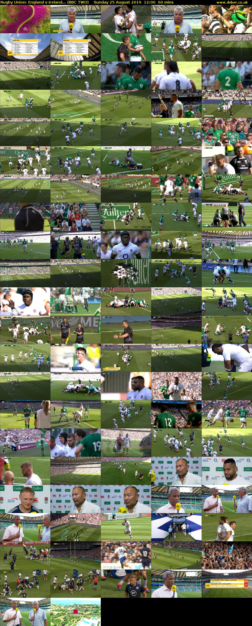 Rugby Union: England v Ireland... (BBC TWO) Sunday 25 August 2019 12:00 - 13:00