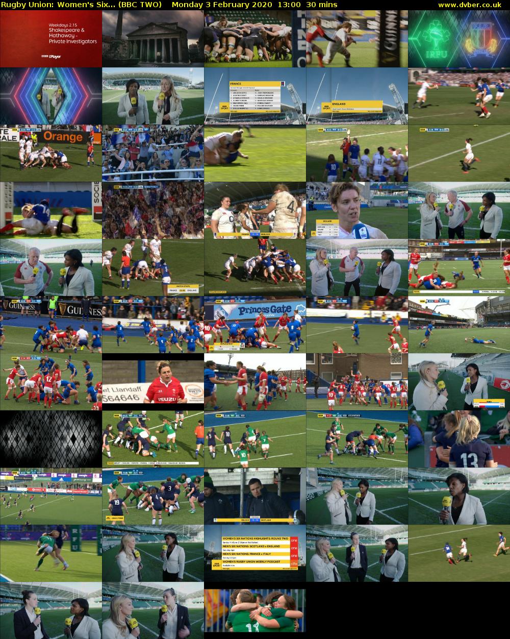 Rugby Union: Women's Six... (BBC TWO) Monday 3 February 2020 13:00 - 13:30