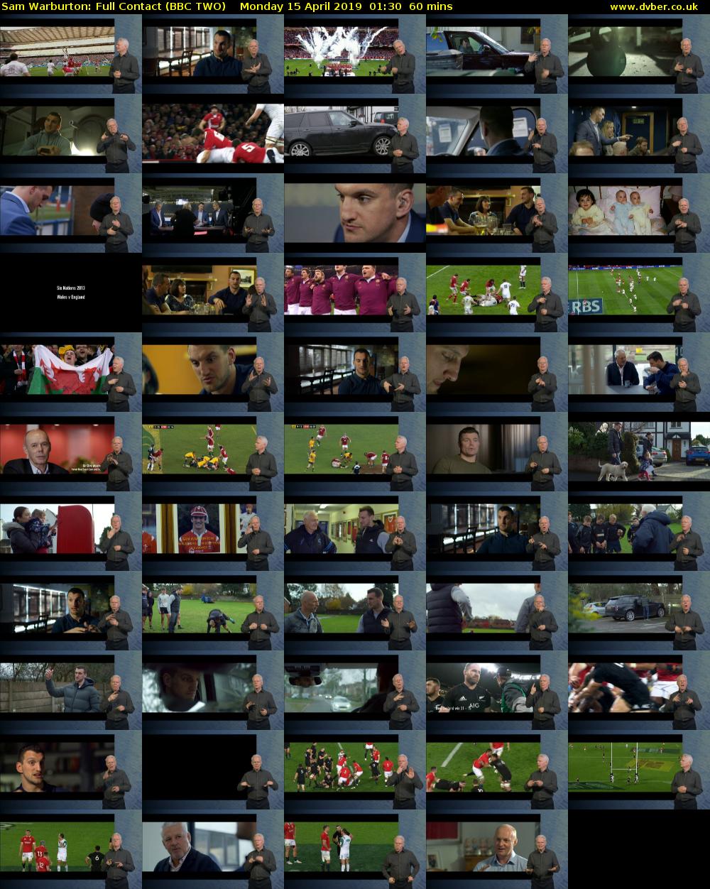 Sam Warburton: Full Contact (BBC TWO) Monday 15 April 2019 01:30 - 02:30