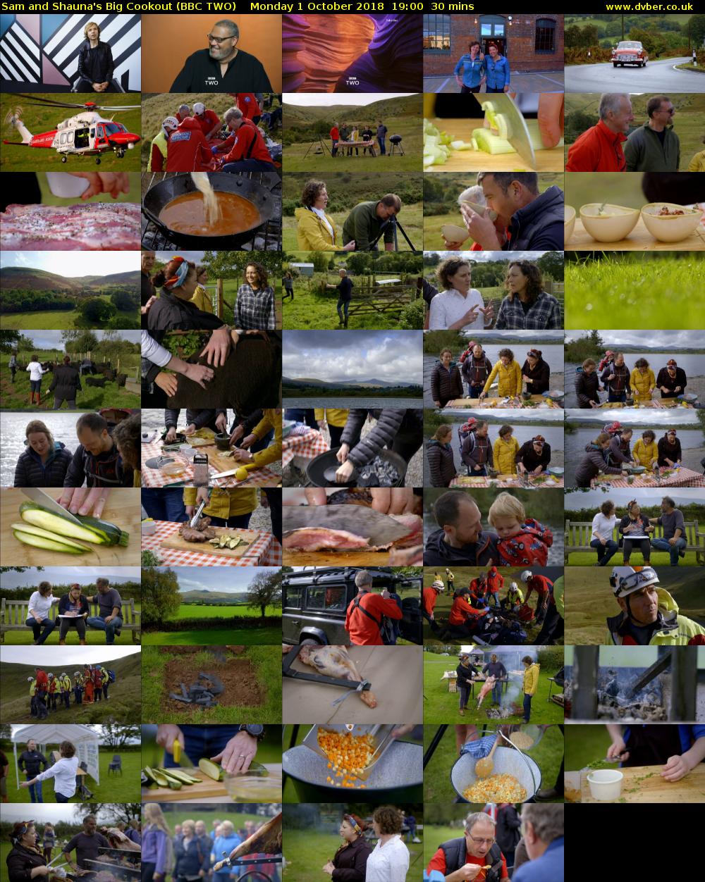 Sam and Shauna's Big Cookout (BBC TWO) Monday 1 October 2018 19:00 - 19:30