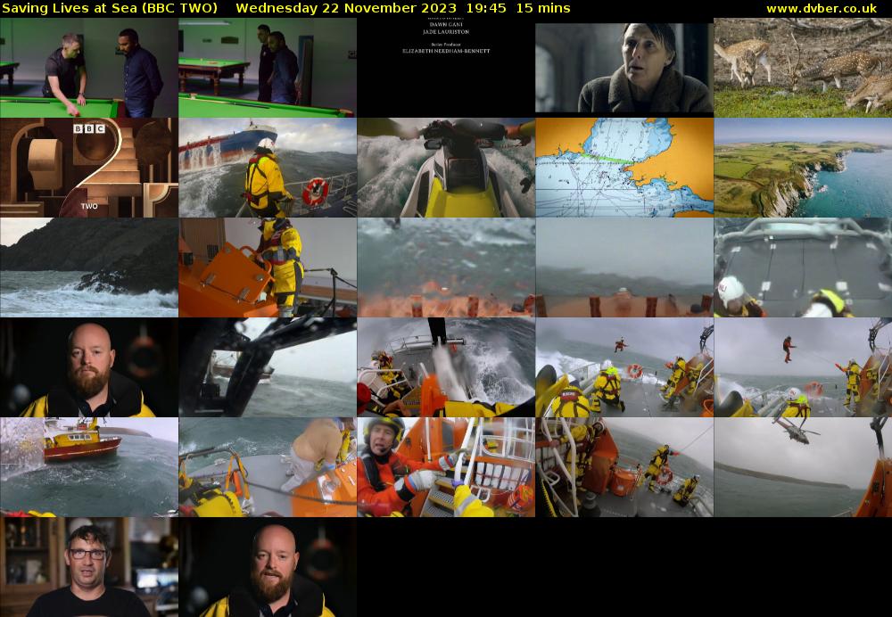 Saving Lives at Sea (BBC TWO) Wednesday 22 November 2023 19:45 - 20:00