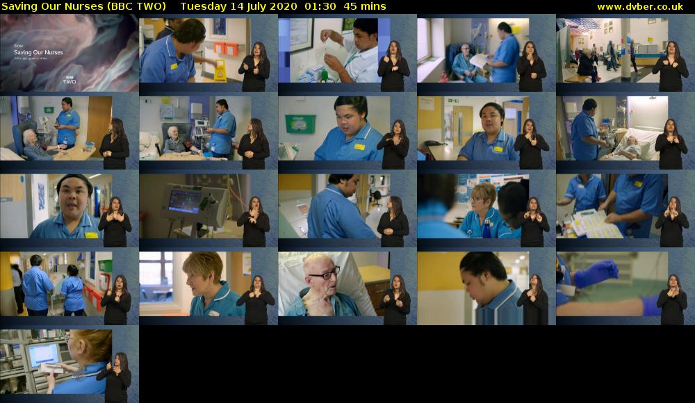 Saving Our Nurses (BBC TWO) Tuesday 14 July 2020 01:30 - 02:15