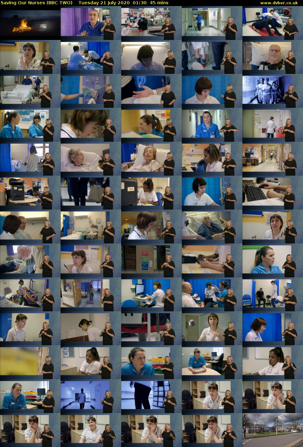 Saving Our Nurses (BBC TWO) Tuesday 21 July 2020 01:30 - 02:15